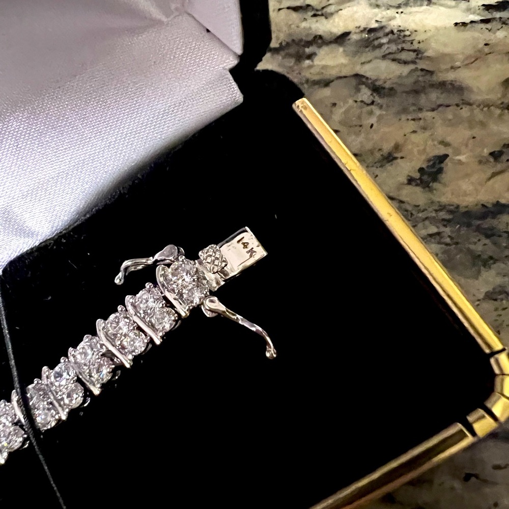 14k White Gold Plated Tennis Bracelet
